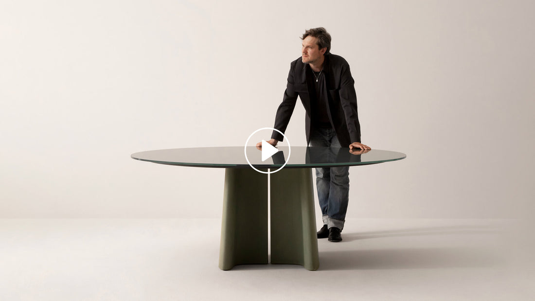 Sebastian Herkner with the Flexform Tara table. Watch the film