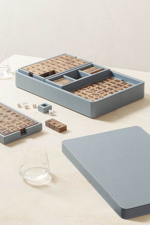 Poltrona Frau mahjong set in walnut wood and Pelle Frau leather